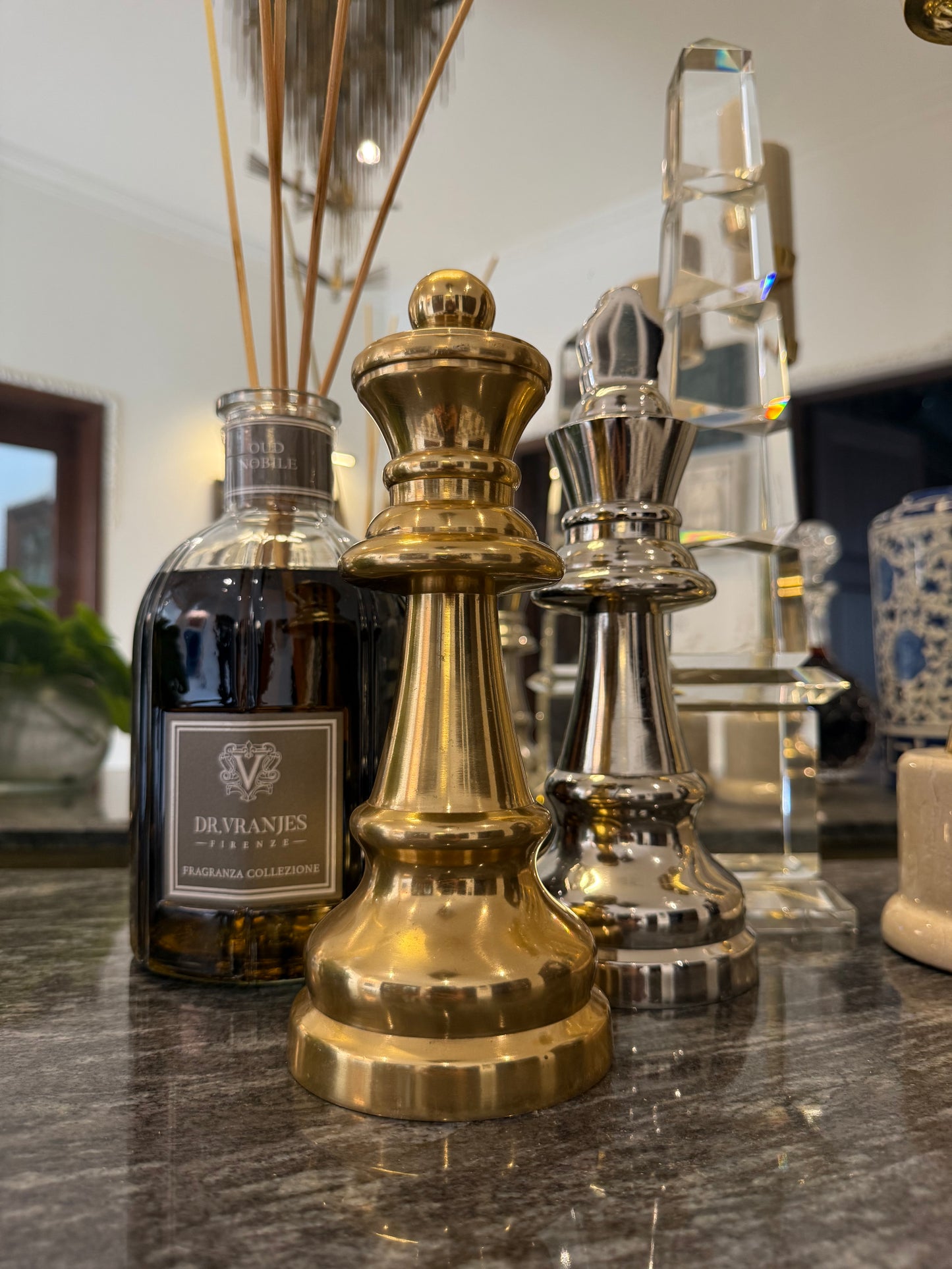 Silver King Chess Statue