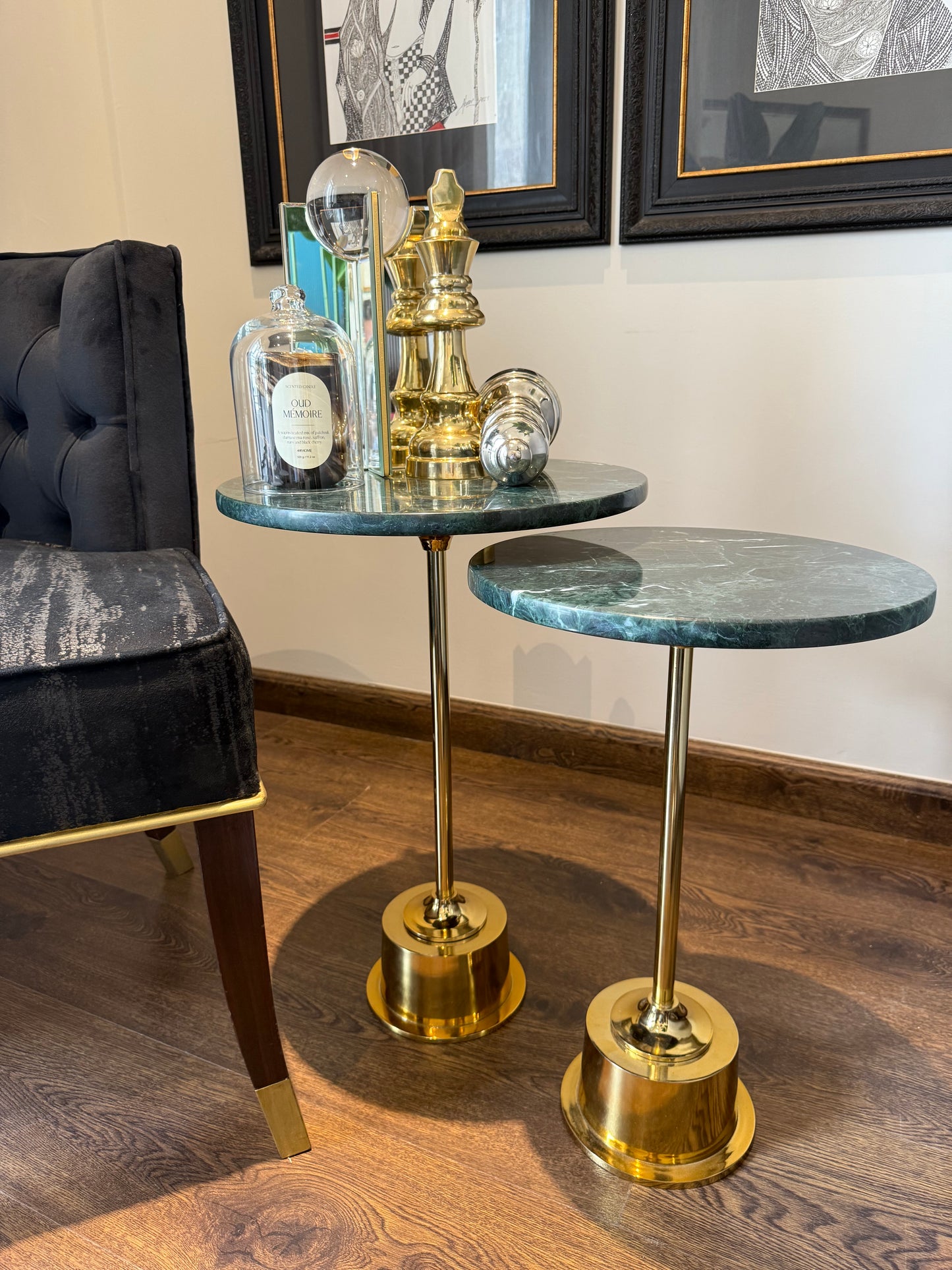 22" (Medium) Indian Green & Gold Cocktail Table