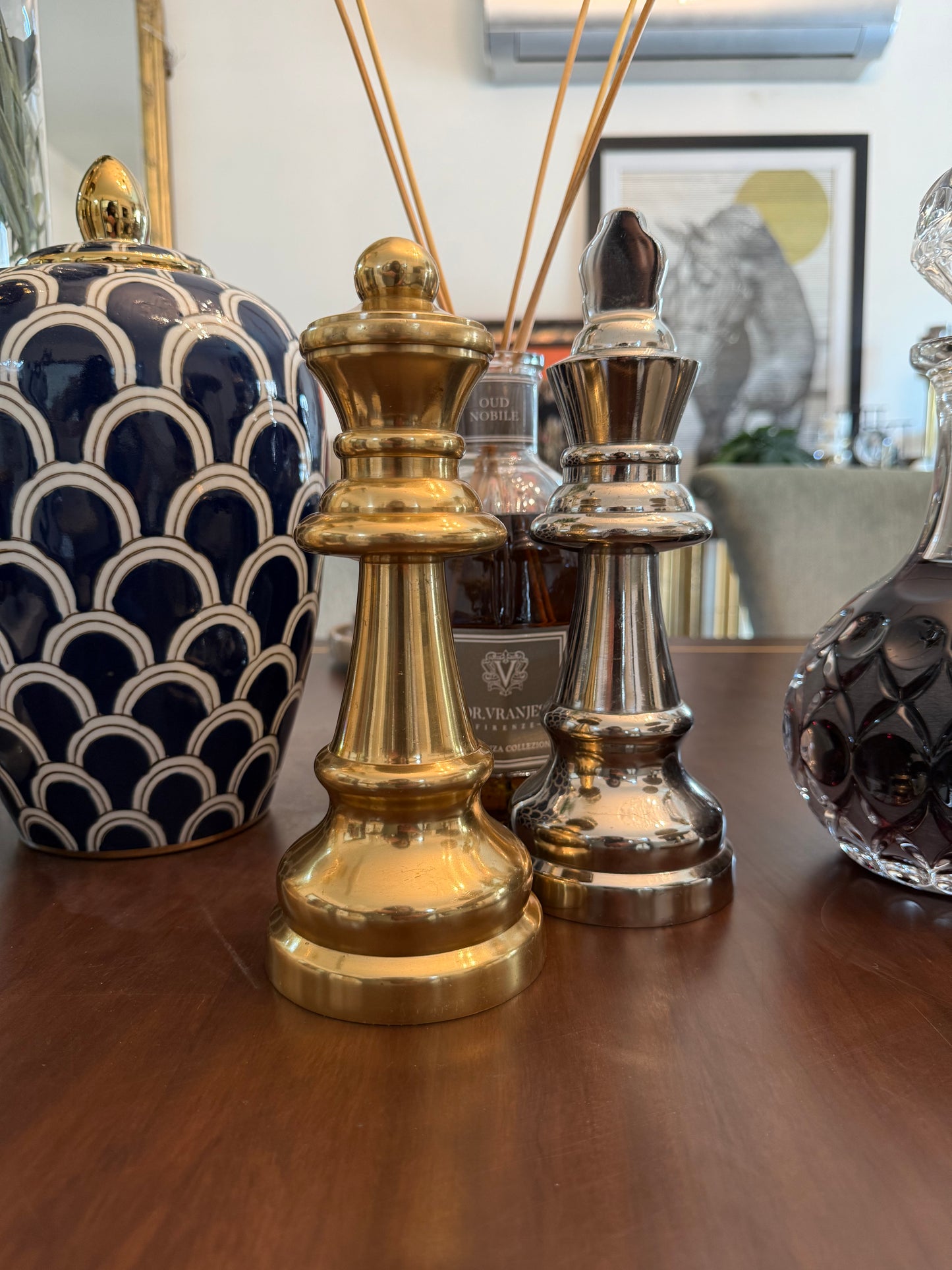 Silver King Chess Statue