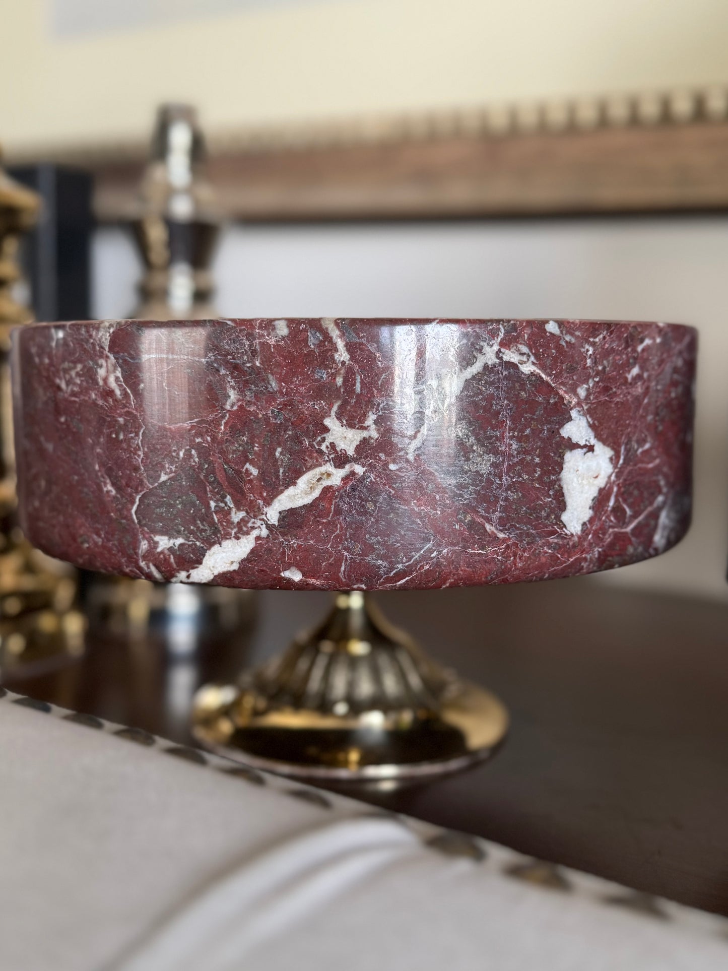 Red Zebra Bowl on Brass Base