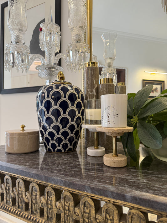 Travertine Candle Base