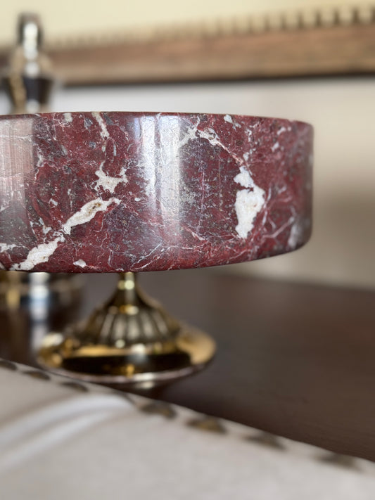 Red Zebra Bowl on Brass Base