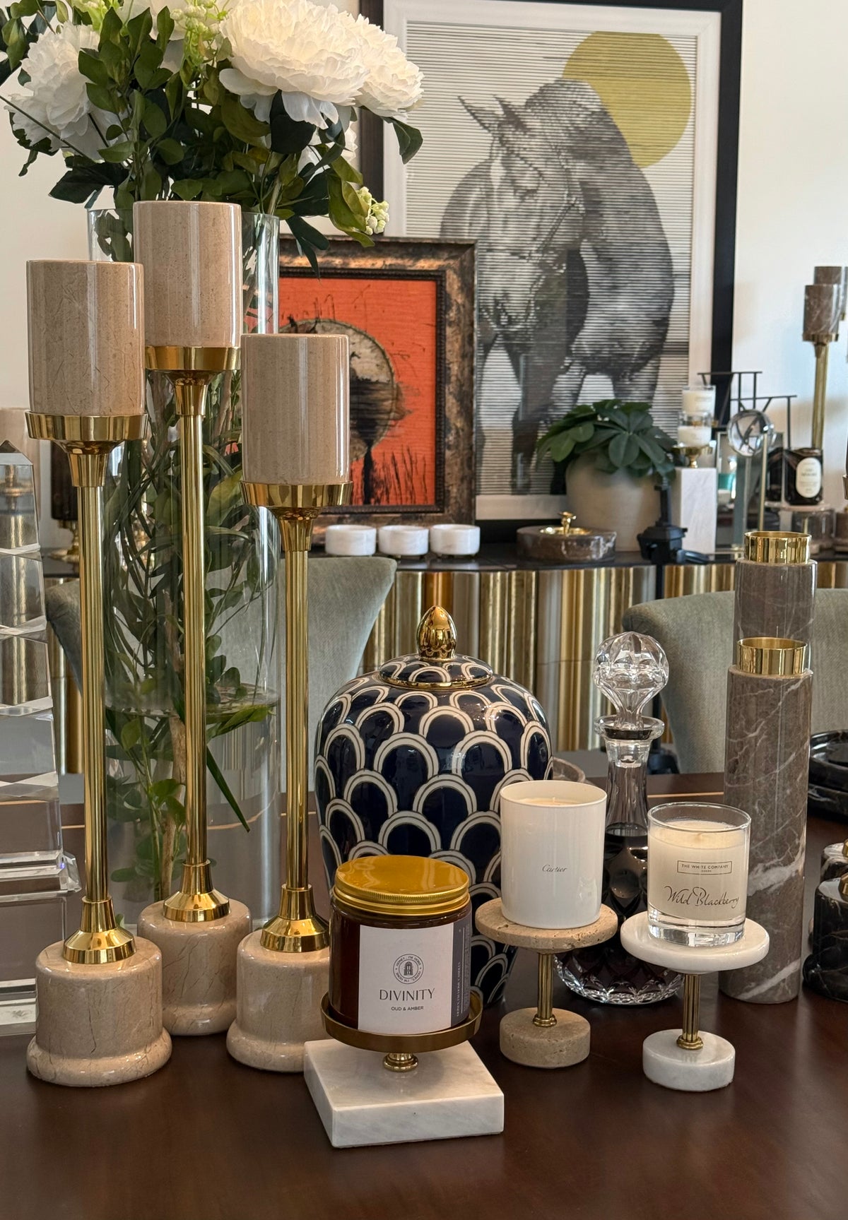 14” (Large) Armani Grey Cylinder Candle Stand