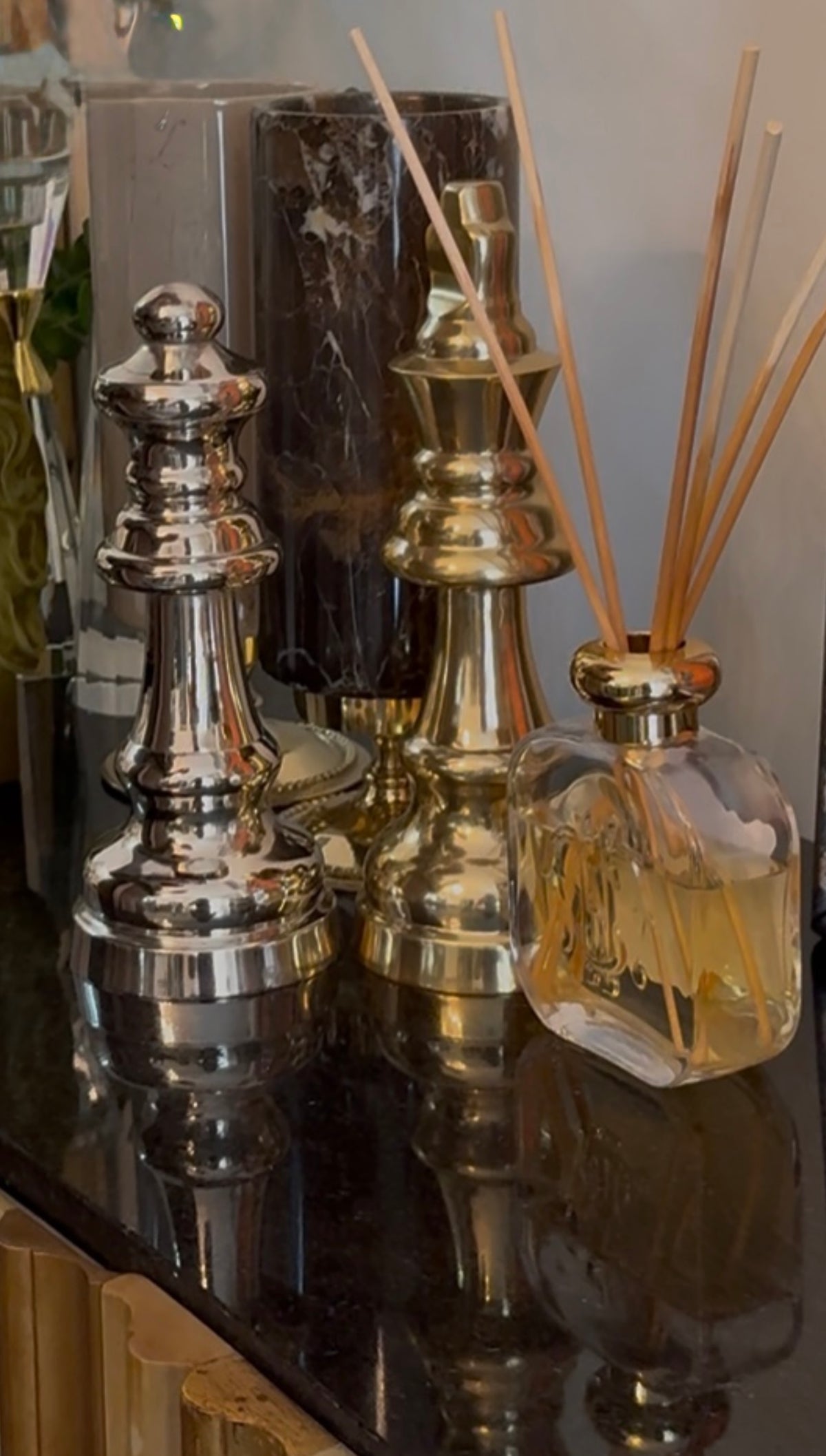 Gold Queen Chess Statue