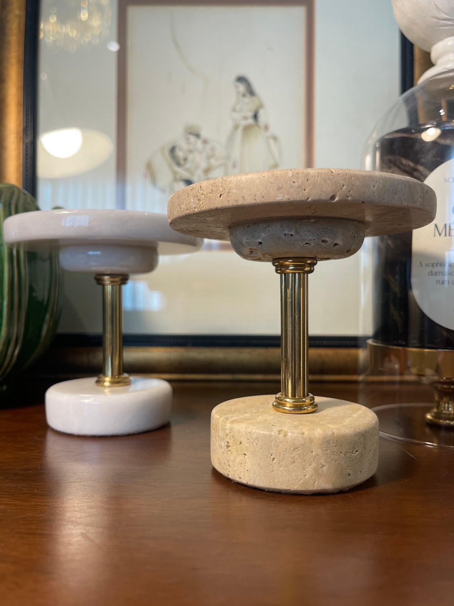 Travertine Candle Base