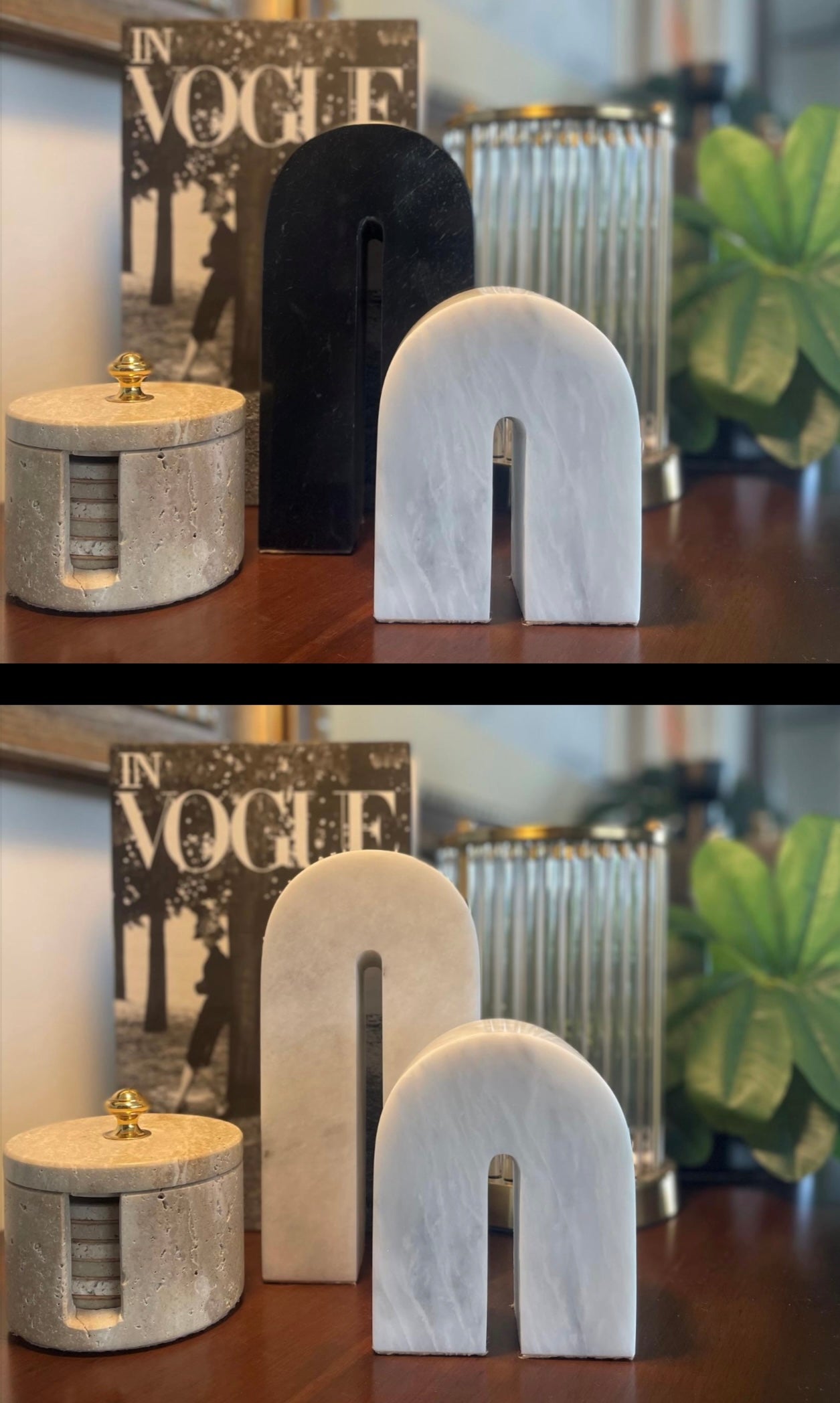 Jet Black Set of Two Bookends/Sculptures