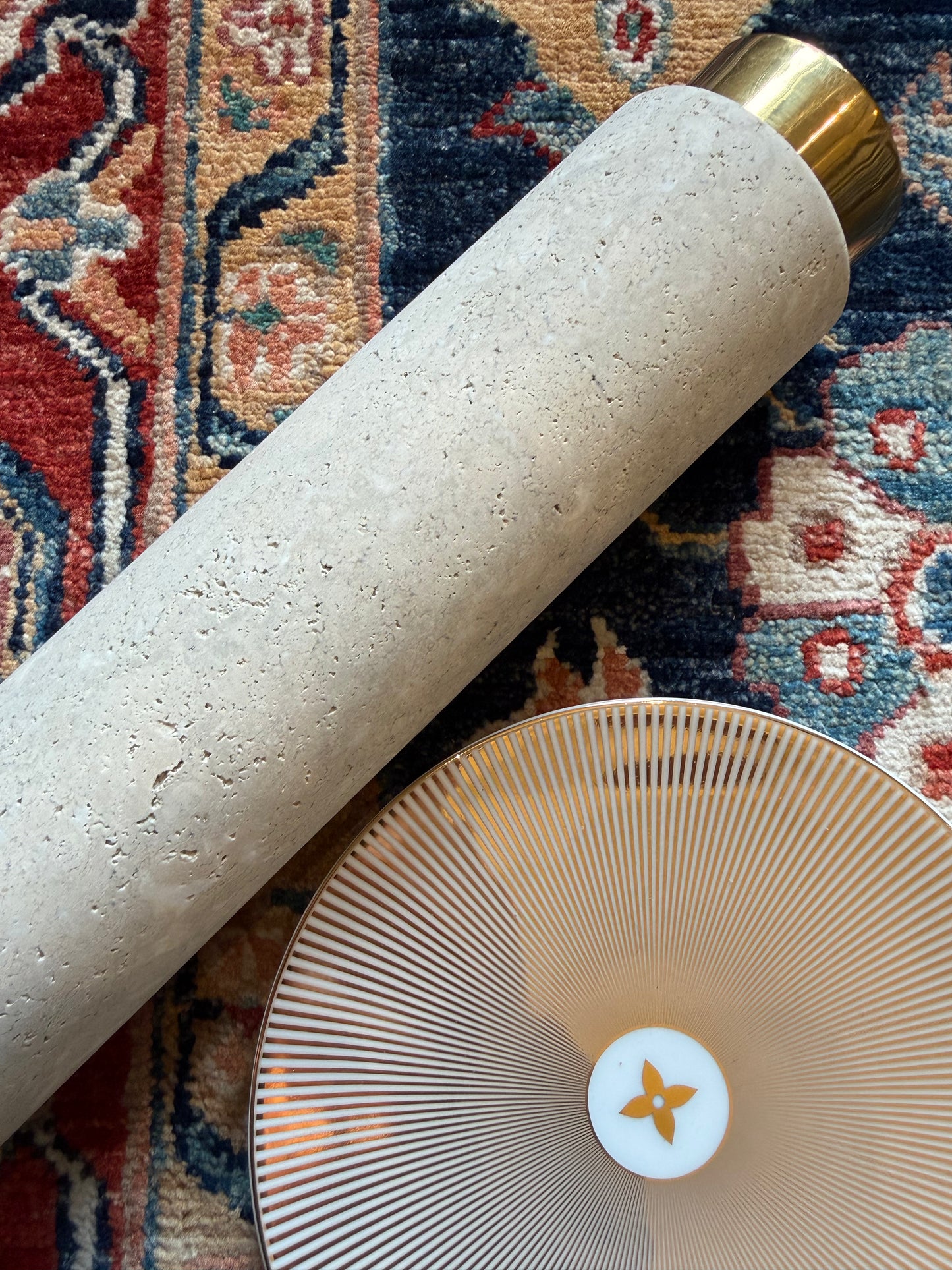 14” (Large) Travertine Cylinder Candle Stand
