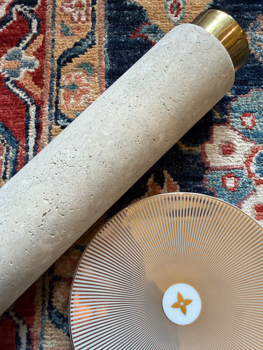14” (Large) Travertine Cylinder Candle Stand