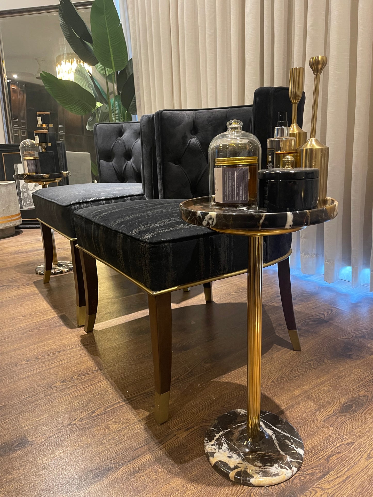 Black & Gold 22" (Large) Nesting Table